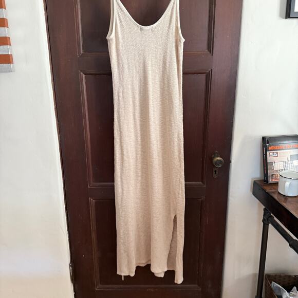 MAJORELLE | Cream / Natural Cotton Blend Knit Scoop Neck Midi Sun Dress | Small - Picture 5 of 6